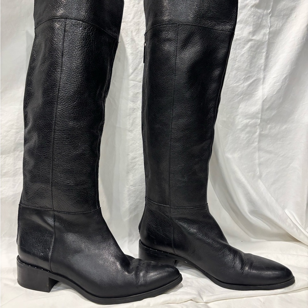 Franco Sarto Daya Black Leather Knee High Boots